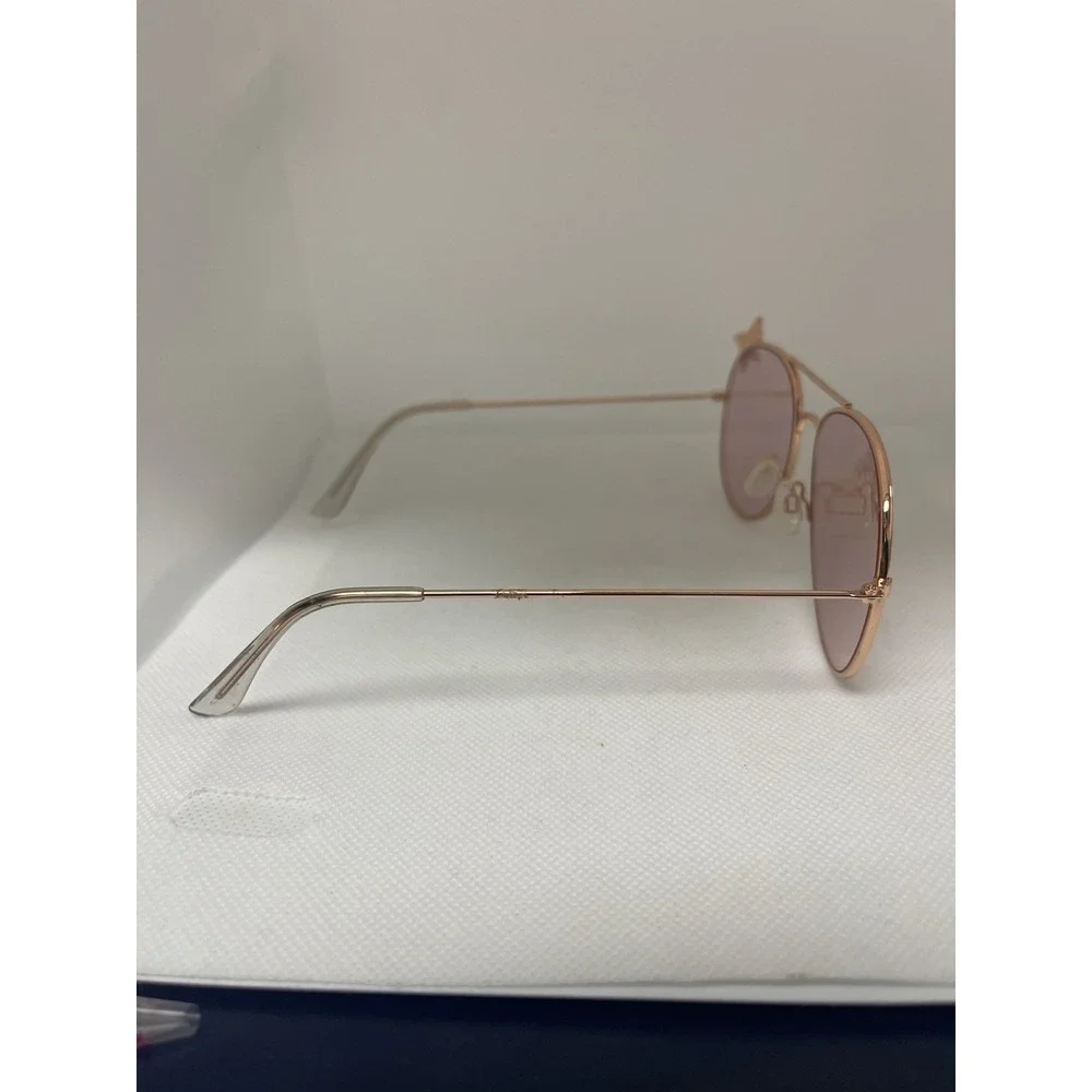Aviator Sunglasses Gold Frame Smoke Pink Lenses W Bow‎ D10